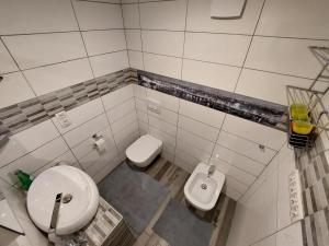 a small bathroom with a toilet and a sink at Tiha dolina in Železniki +14 photos