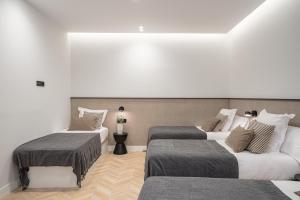 un soggiorno con 2 letti e un divano di Luxury flat Centro XVI a Madrid
