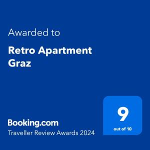 Certifikát, ocenenie alebo iný dokument vystavený v ubytovaní Retro Apartment Graz