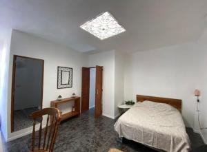 sypialnia z łóżkiem i świetlikiem w obiekcie Comoda habitacion con baño privado morelos 1 w mieście Querétaro