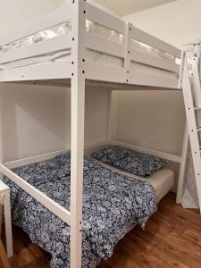 two bunk beds in a room with a bed at Studio Proche Disneyland Paris in Montévrain