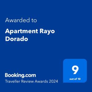 En logo, et sertifikat eller et firmaskilt på Apartment Rayo Dorado