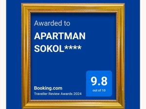 Certifikát, ocenenie alebo iný dokument vystavený v ubytovaní APARTMAN SOKOL****