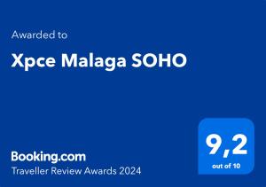 Certifikát, hodnocení, plakát nebo jiný dokument vystavený v ubytování Xpce Malaga SOHO