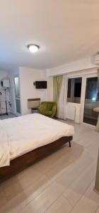 - une chambre avec un grand lit et un canapé dans l'établissement Sincai City Center Apartment, à Bucarest