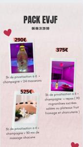 um folheto para um evento com duas fotos de uma garrafa em Jacuzzi privé arrivée autonome em Conflans-Sainte-Honorine