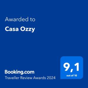 eine blaue Textbox mit dem an csa oxya verliehenen Text in der Unterkunft Casa Ozzy in Costa Calma