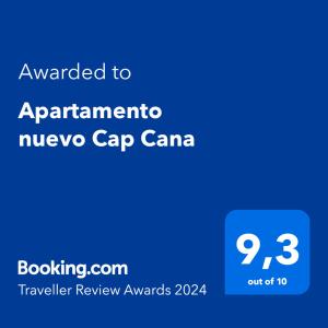 Certificado, premio, señal o documento que está expuesto en Apartamento nuevo Cap Cana