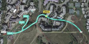 ビーバークリークにあるHighlands Westview 202 condoの緑の高速道路がある道路の地図