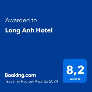 a blue text box with the words awarded to long arm hotel at Long Anh Hotel in Thanh Hóa