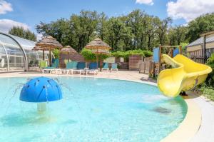 Ballan-MiréCamping La Mignardière的带有滑梯的游泳池