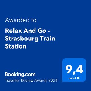 Certifikát, ocenenie alebo iný dokument vystavený v ubytovaní Relax And Go - Strasbourg Train Station
