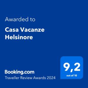 תעודה, פרס, שלט או מסמך אחר המוצג ב-Casa Vacanze Helsinore