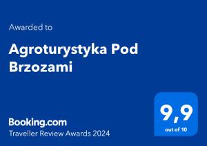 Certifikát, ocenenie alebo iný dokument vystavený v ubytovaní Agroturystyka Pod Brzozami