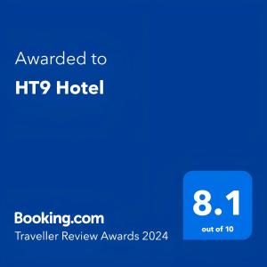 HT9 Hotel tesisinde sergilenen bir sertifika, ödül, işaret veya başka bir belge