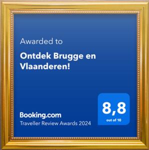 Certificato, attestato, insegna o altro documento esposto da Ontdek Brugge en Vlaanderen!
