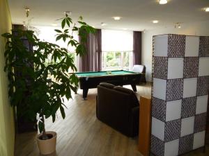 a living room with a pool table and a couch at Hotel & Restaurant am Schlosspark in Dahme