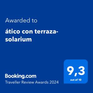 Certifikát, ocenenie alebo iný dokument vystavený v ubytovaní ático con terraza- solarium