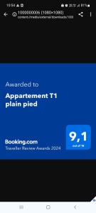 zrzut ekranu ekranu telefonicznego z wykreślonym terminem w obiekcie Appartement T1 plain pied w mieście Le Cannet-des-Maures