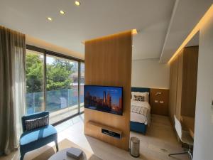 TV a/nebo společenská místnost v ubytování Monot Suites