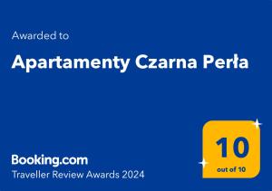 Certifikát, ocenenie alebo iný dokument vystavený v ubytovaní Apartamenty Czarna Perła