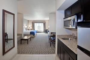 a hotel room with a kitchen and a bedroom at Holiday Inn Express & Suites Deming Mimbres Valley, an IHG Hotel in Deming