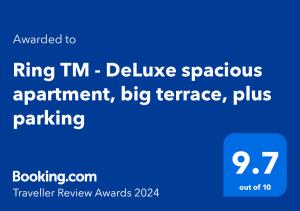 een blauw scherm met de woorden ring tm geven spontane afspraak groot terras bij RING - DeLuxe Spacious Apartment, Big Terrace, Plus Parking in Timişoara