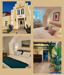 un collage de quatre photos d'une chambre d'hôtel dans l'établissement Anita på Gästis i Anderslöv, à Anderslöv