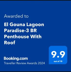 תעודה, פרס, שלט או מסמך אחר המוצג ב-El Gouna Lagoon Paradise Penthouse