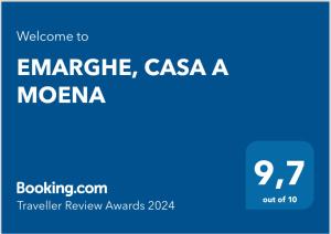 Certifikát, hodnocení, plakát nebo jiný dokument vystavený v ubytování EMARGHE, CASA A MOENA