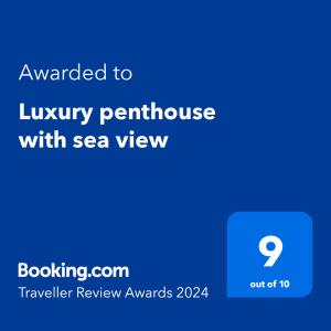Luxury penthouse with sea view tanúsítványa, márkajelzése vagy díja