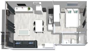 Půdorys ubytování Roses Apartments 1 - vista mar lateral - 1habitacion