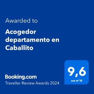 Acogedor departamento en Caballito tesisinde sergilenen bir sertifika, ödül, işaret veya başka bir belge