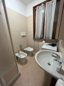 a bathroom with a sink and a toilet and a shower at Apartment Orio in Orio al Serio