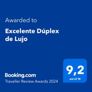 תעודה, פרס, שלט או מסמך אחר המוצג ב-Excelente Dúplex de Lujo