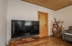 a large flat screen tv sitting in a living room at Ferienhaus In Klaffer A, H, in Klaffer am Hochficht