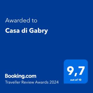 Certifikát, hodnocení, plakát nebo jiný dokument vystavený v ubytování Casa di Gabry