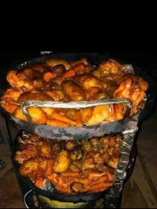 three trays of food sitting on top at Al Raha Luxury Camp in Wadi Rum