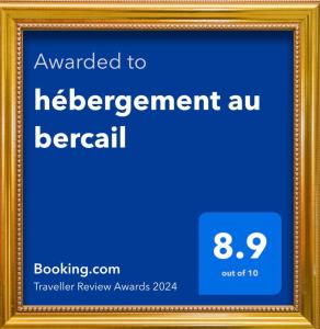 Certifikát, ocenenie alebo iný dokument vystavený v ubytovaní HÉBERGEMENT au BERCAIL