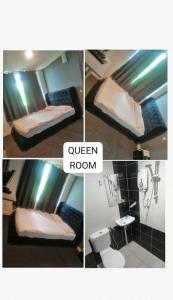 a collage of pictures of a bedroom with a queen room at Mikayla hotel in Port Dickson