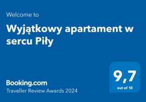 Certifikát, ocenenie alebo iný dokument vystavený v ubytovaní Wyjątkowy apartament w sercu Piły