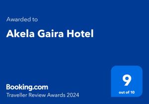 Certifikát, hodnocení, plakát nebo jiný dokument vystavený v ubytování Akela Gaira Hotel