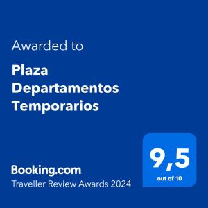 Certificat, premi, rètol o un altre document de Plaza Departamentos Temporarios