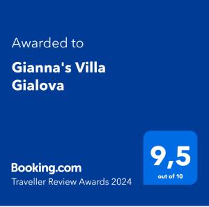 Gianna's Villa Gialova tanúsítványa, márkajelzése vagy díja