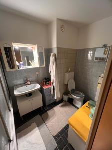 La salle de bains est pourvue d'un lavabo et de toilettes. dans l'établissement Cosy Privat, à Vienne