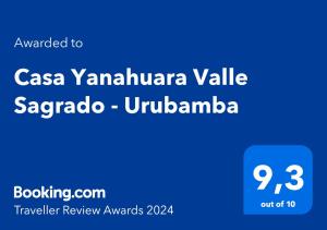 Et logo, certifikat, skilt eller en pris der bliver vist frem på Casa Yanahuara Valle Sagrado - Urubamba