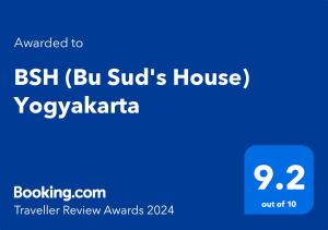 BSH (Bu Sud's House) Yogyakarta的证书、奖牌、标识或其他文件