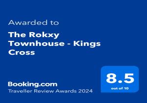 Sertifikat, penghargaan, tanda, atau dokumen yang dipajang di The Rokxy Townhouse - Kings Cross