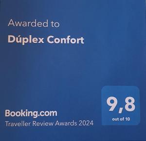 a screenshot of a sign that says awarded to drupal comfort at Dúplex Confort in Posadas