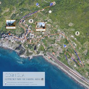 a map of a resort near the water at Arbanella in Corniglia